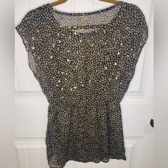 Anthropologie black and gold patterned blouse - Picture 5 of 7